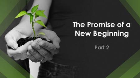 The Promise of a New Beginning Part 2. The Promise of a New Beginning Each sunrise is the dawning of a new day. Each birthday is full of opportunity and.