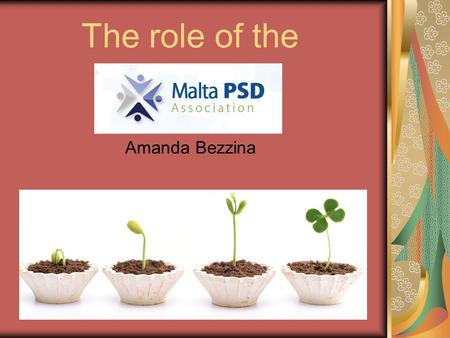 The role of the Amanda Bezzina. History of the PSD Association Formed February 2003 First President: Mr. Kenneth Camilleri PRESENT COMMITTEE President-