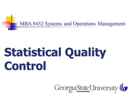 Statistical Quality Control