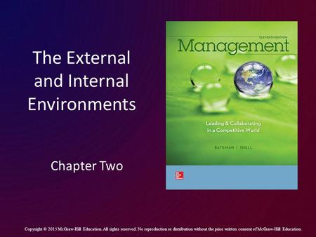 The External and Internal Environments Chapter Two Copyright © 2015 McGraw-Hill Education. All rights reserved. No reproduction or distribution without.