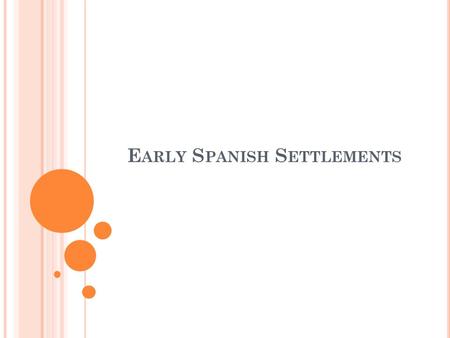 E ARLY S PANISH S ETTLEMENTS T HE S PANISH Spain was the first group of European explorers to pursue colonization permanent First permanent colonies.