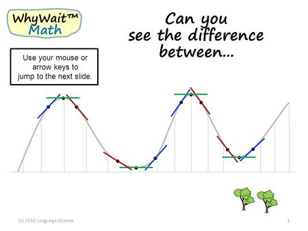 Can you see the difference between... (c) 2010 Language Science1 WhyWait™ Math Use your mouse or arrow keys to jump to the next slide.