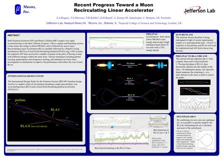 Recent Progress Toward a Muon Recirculating Linear Accelerator S.A.Bogacz, V.S.Morozov, Y.R.Roblin 1, K.B.Beard 2, A. Kurup, M. Aslaninejad, C. Bonţoiu,