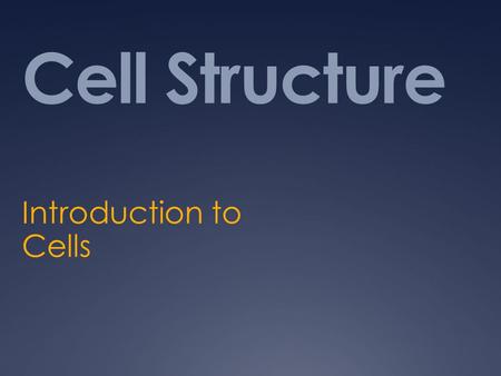 Cell Structure Introduction to Cells. Objectives of this Chapter  Describe relationships between structure and function at the cellular and sub-cellular.