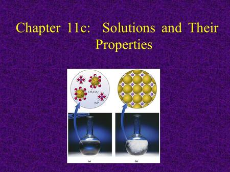 Chapter 11c: Solutions and Their Properties. Some Factors Affecting Solubility Solubility The amount of solute per unit of solvent needed to form a saturated.