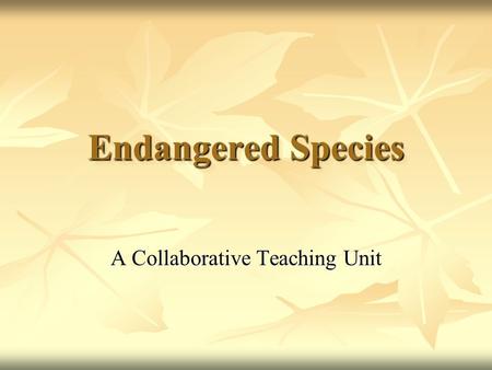 Endangered Species A Collaborative Teaching Unit.