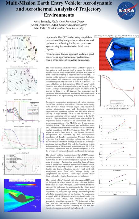 Multi-Mission Earth Entry Vehicle: Aerodynamic and Aerothermal Analysis of Trajectory Environments Kerry Trumble, NASA Ames Research Center Artem Dyakonov,