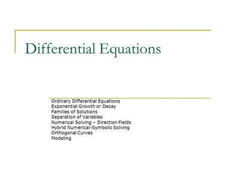 Differential Equations