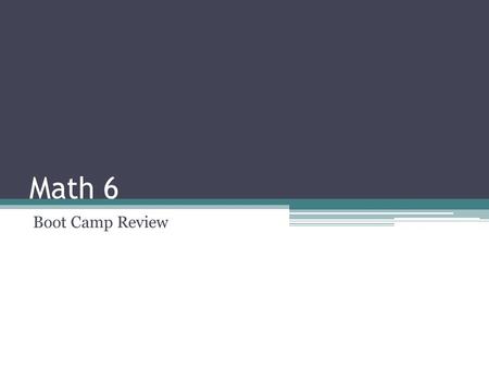 Math 6 Boot Camp Review. 6.4 Multiplying and Dividing Fractions using Models Multiplication: One fraction is your rows, the second your columns. The numerator.