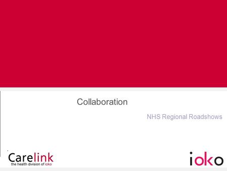 NHS Regional Roadshows Collaboration. Taran Sohal Business Development Manager ioko (Carelink) e: m: 07771 994118 MOSS solutions.