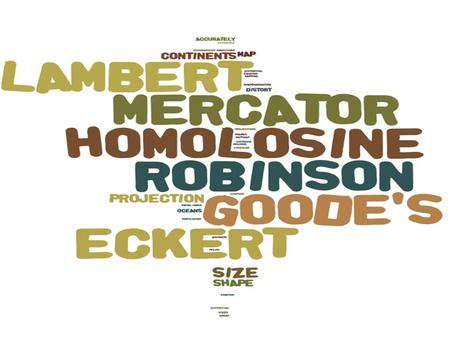 Map Projections. LAMBERT A circular map projection that is good for showing the areas around the North or South poles. Most other map projections distort.