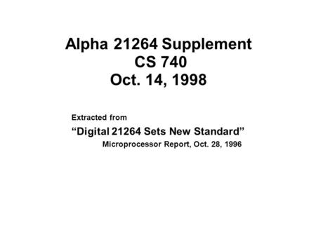 Alpha Supplement CS 740 Oct. 14, 1998