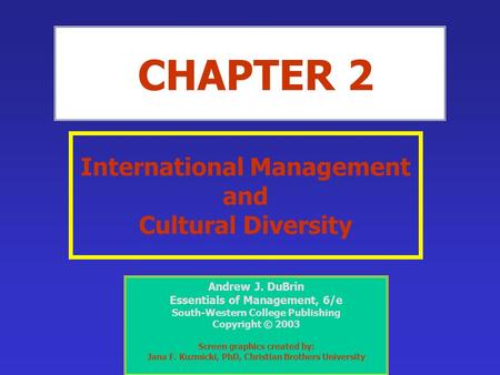 International Management and Cultural Diversity