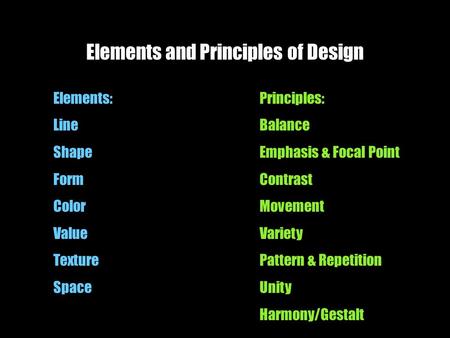 Elements and Principles of Design