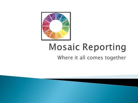 Where it all comes together.  The Adaptive Mosaic Reporting Technology begins with the concept of a Mosaic.  A Mosaic Report is constructed by assembling.