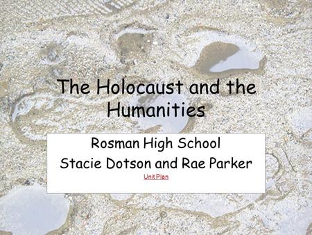 The Holocaust and the Humanities Rosman High School Stacie Dotson and Rae Parker Unit Plan.