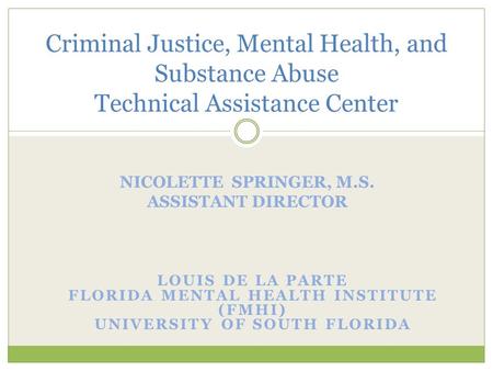 Criminal Justice, Mental Health, and Substance Abuse Technical Assistance Center.