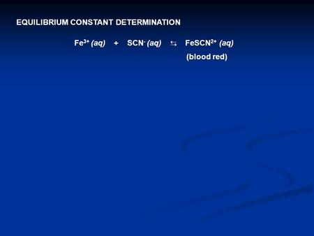 EQUILIBRIUM CONSTANT DETERMINATION