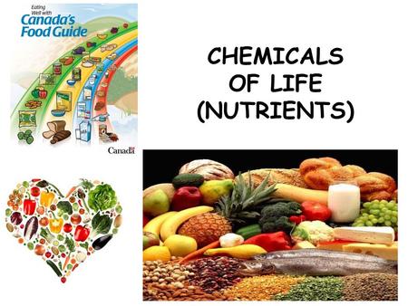 CHEMICALS OF LIFE (NUTRIENTS). . NUTRIENTS: needed by all organisms for 1. __________ and 2. ______________ energy building blocks ORGANIC VS. INORGANIC.