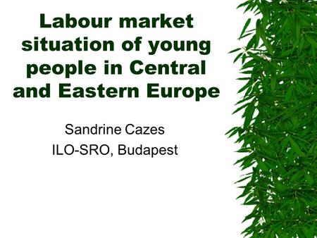 Labour market situation of young people in Central and Eastern Europe Sandrine Cazes ILO-SRO, Budapest.