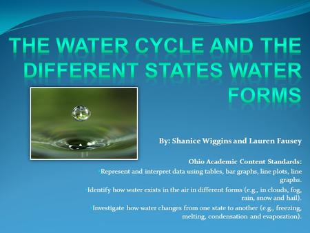 By: Shanice Wiggins and Lauren Fausey Ohio Academic Content Standards:  Represent and interpret data using tables, bar graphs, line plots, line graphs.