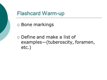 Flashcard Warm-up Bone markings