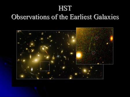 HST Observations of the Earliest Galaxies. Expansion of the Universe 1912 Edwin Hubble discovered that a galaxy’s recessional velocity Vr is proportional.