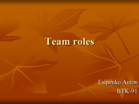 Team roles Esipenko Anton BTK-91.