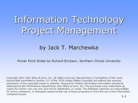 Information Technology Project Management