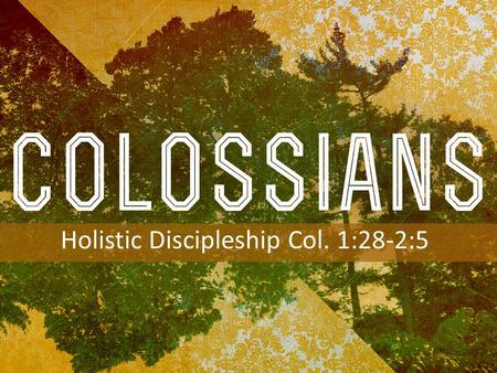 INTRODUCTION TO COLOSSIANS Holistic Discipleship Col. 1:28-2:5.