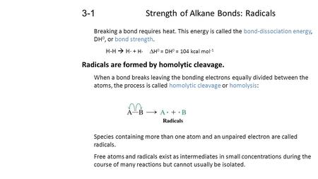 Strength of Alkane Bonds: Radicals