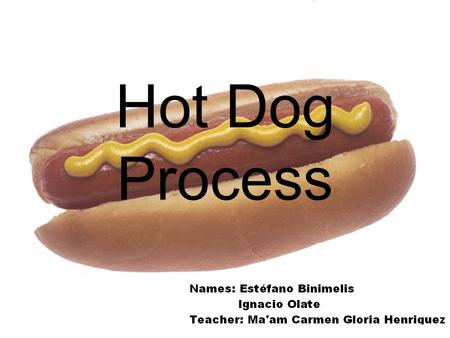 Hot Dog Process. Introduccion We are now taking about the process of the hot dog, that has not a real date of invention.