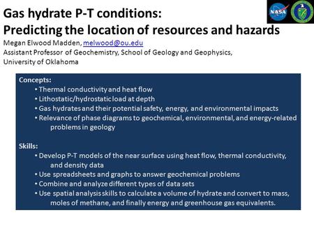 Gas hydrate P-T conditions: