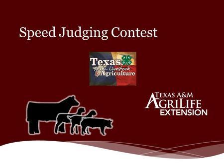 Speed Judging Contest.  Speed judging is a fun and interactive spin on livestock judging. The contest provides embedded education and immediate results.