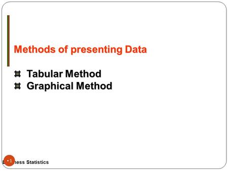 Methods of presenting Data