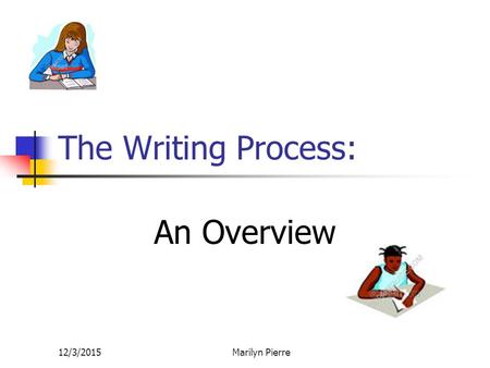 12/3/2015Marilyn Pierre The Writing Process: An Overview.