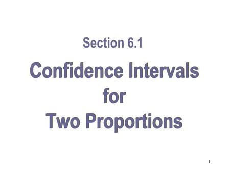 1 Confidence Intervals for Two Proportions Section 6.1.