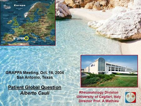 GRAPPA Meeting, Oct. 16, 2004 San Antonio, Texas Patient Global Question Alberto Cauli Rheumatology Division University of Cagliari, Italy Director Prof.