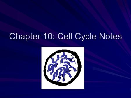 Chapter 10: Cell Cycle Notes. 1. Cells divide for the survival of the individual organism 2. Cells divide for the survival of the species (group of similar.