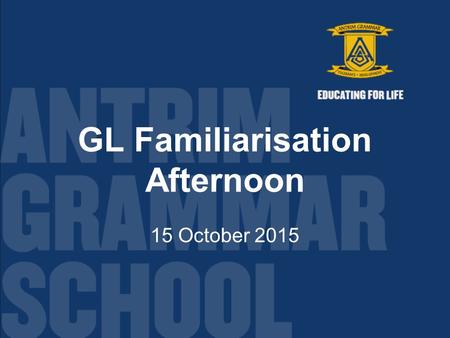 GL Familiarisation Afternoon 15 October 2015. Sample OMR answer sheet.