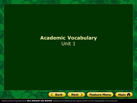 Academic Vocabulary Unit 1. To write and talk successfully about literature, you need Academic Vocabulary. aspect cite contemporary interpret perspective.