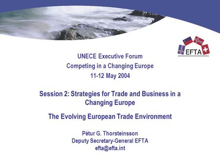 UNECE Executive Forum Competing in a Changing Europe 11-12 May 2004 Session 2: Strategies for Trade and Business in a Changing Europe The Evolving European.