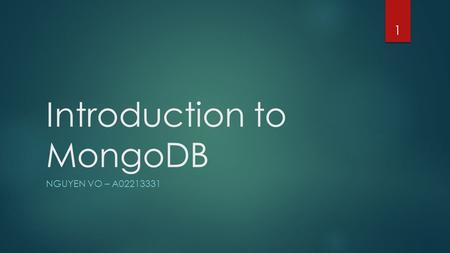 Introduction to MongoDB