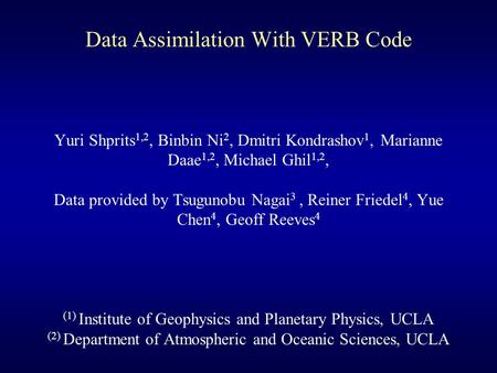 Data Assimilation With VERB Code