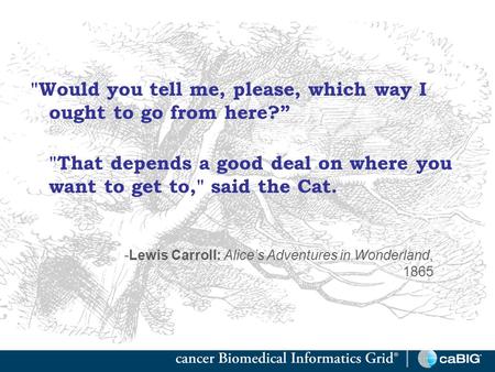 Would you tell me, please, which way I ought to go from here?” That depends a good deal on where you want to get to, said the Cat. -Lewis Carroll: Alice’s.