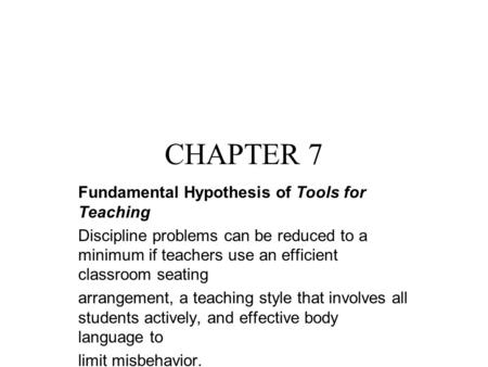 CHAPTER 7 Fundamental Hypothesis of Tools for Teaching