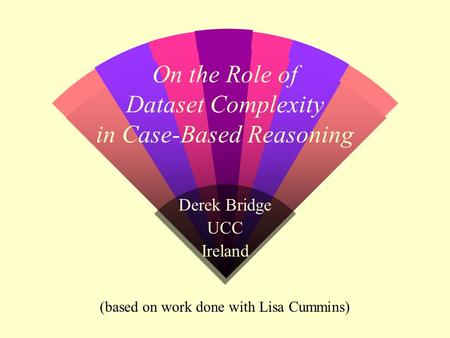 On the Role of Dataset Complexity in Case-Based Reasoning Derek Bridge UCC Ireland (based on work done with Lisa Cummins)