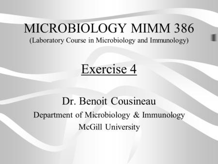 Department of Microbiology & Immunology