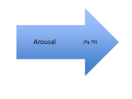 (Pg 79) Arousal. Arousal describes the heightened sense of physical and mental alertness or activation (Amezdroz et al, 2010). It ranges on a continuum.