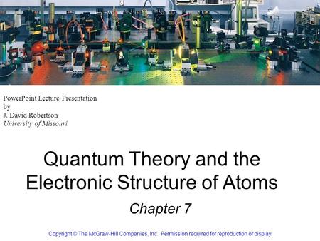 Quantum Theory and the Electronic Structure of Atoms